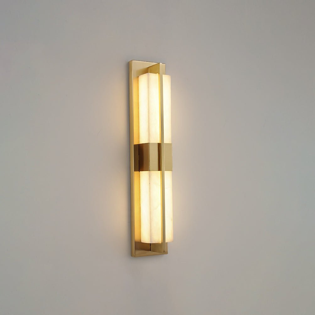 Rectangular Alabaster Brass Wall Sconce