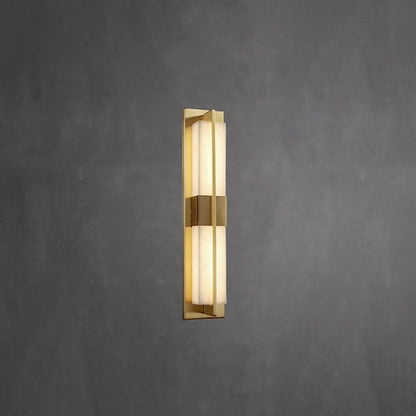 Rectangular Alabaster Brass Wall Sconce