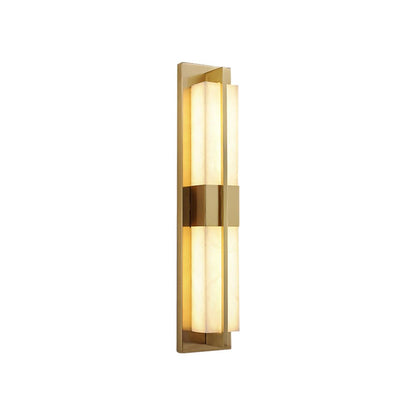 Rectangular Alabaster Brass Wall Sconce