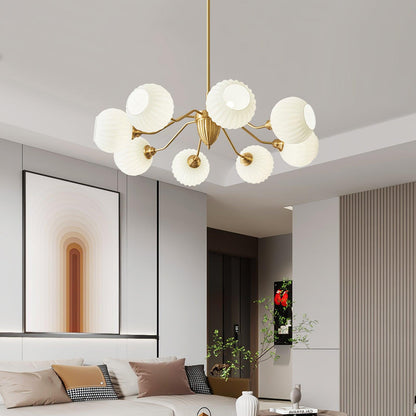 Ribbed Glass Ball Chandelier