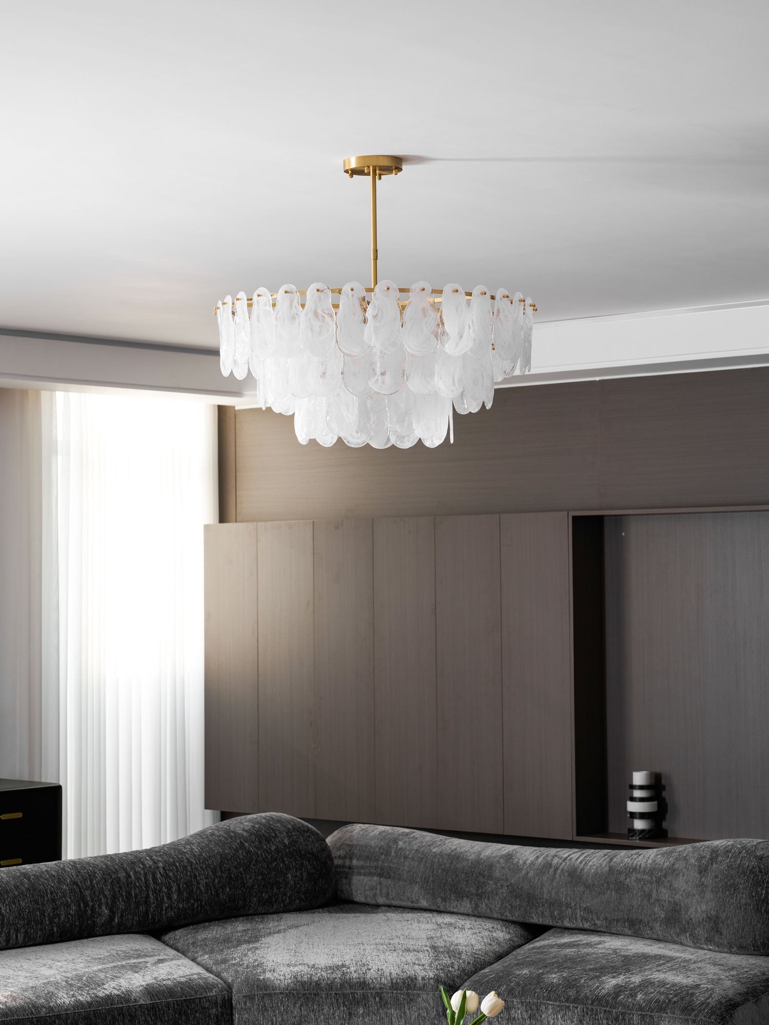 Round Cloud Glass Chandelier