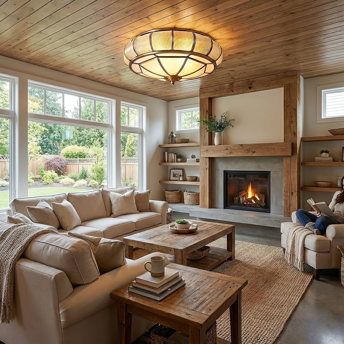 Round Textured Glass Ceiling Light