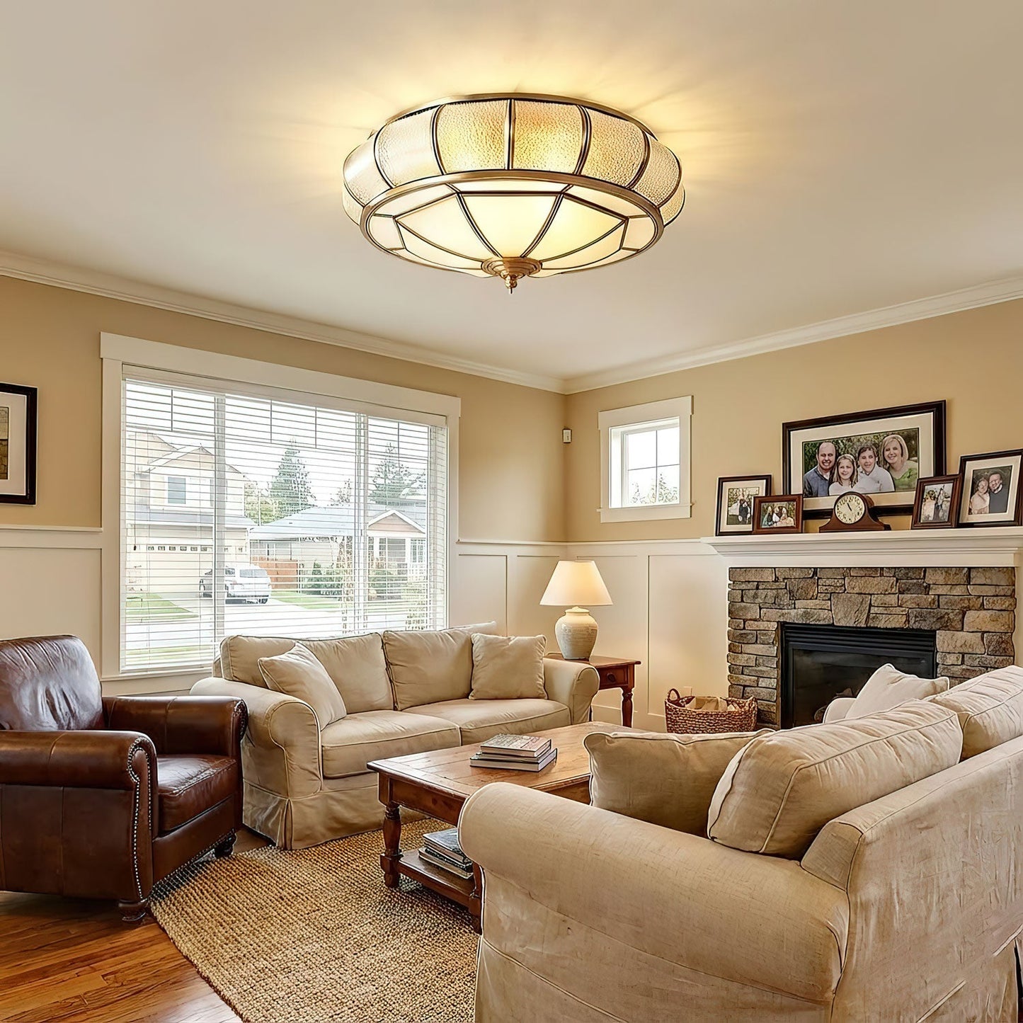 Round Textured Glass Ceiling Light