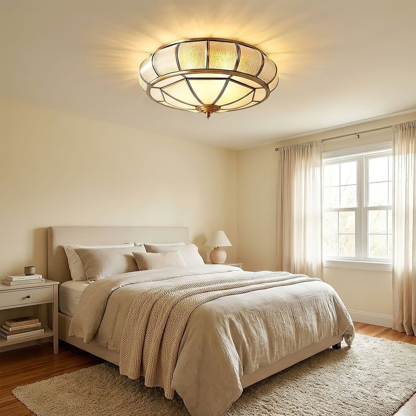 Round Textured Glass Ceiling Light