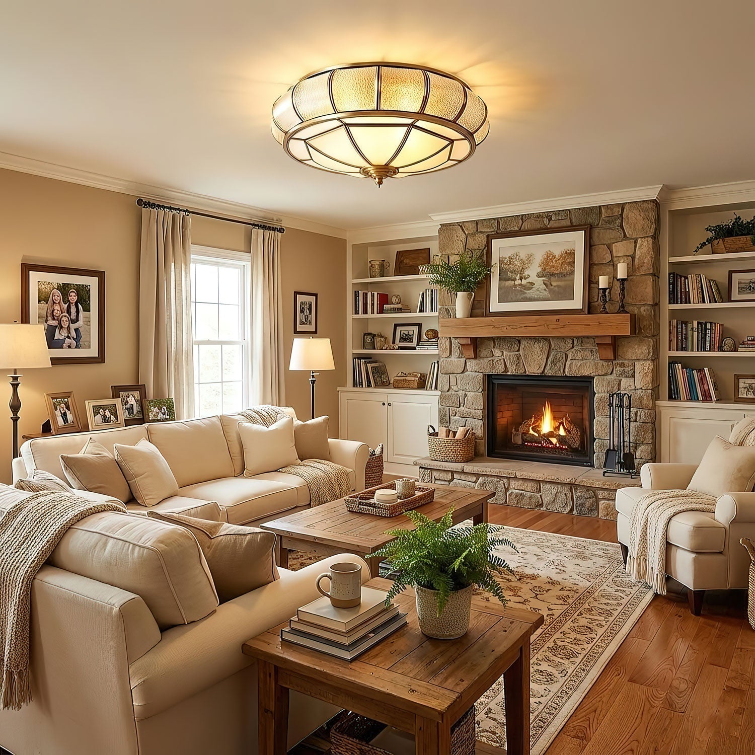 Round Textured Glass Ceiling Light