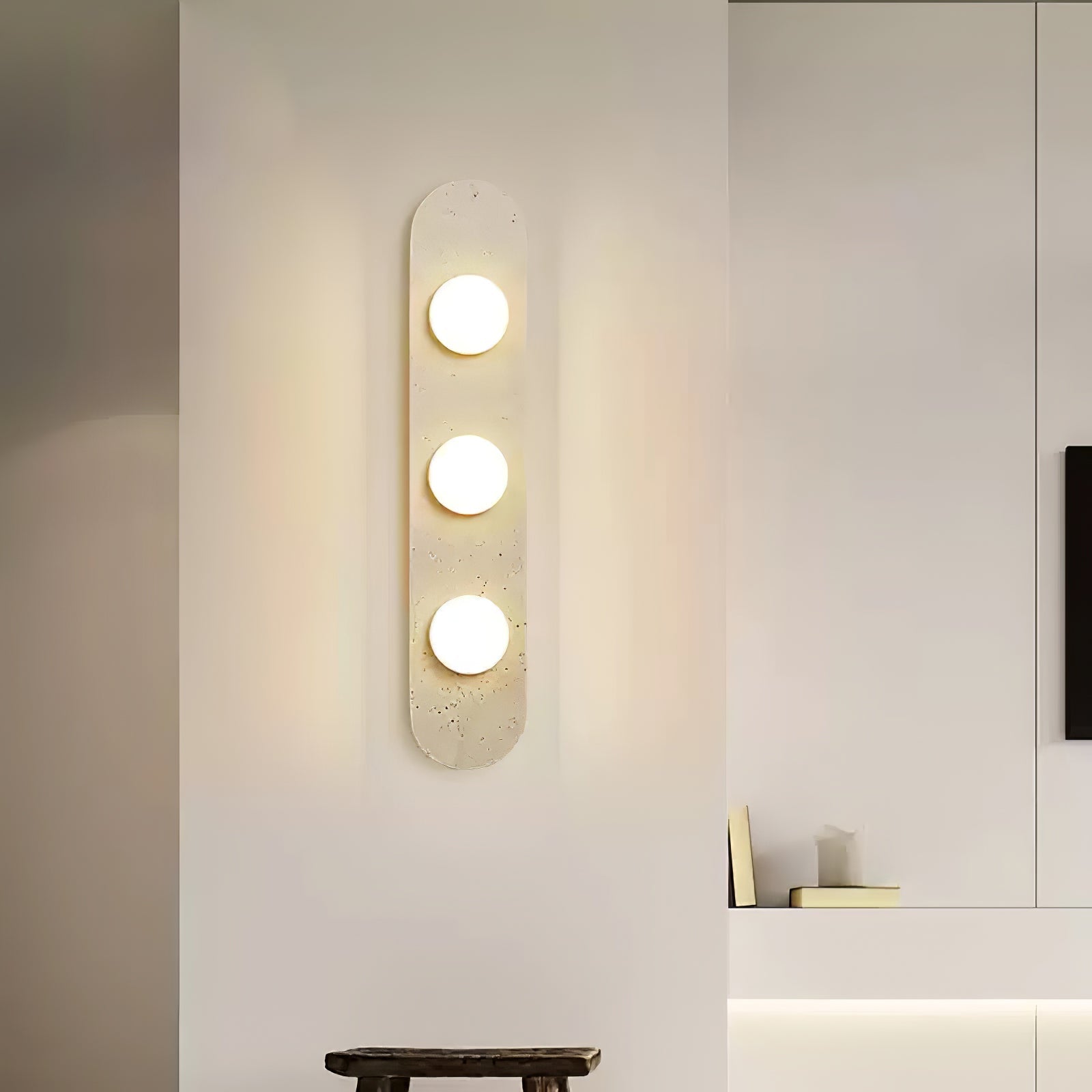 Rounded Travertine Wall Sconce