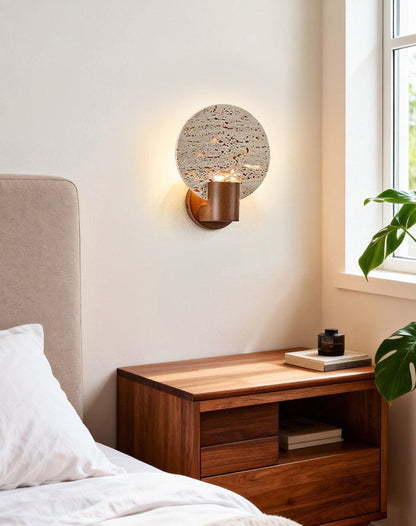 Solis Travertine Round Wall Light