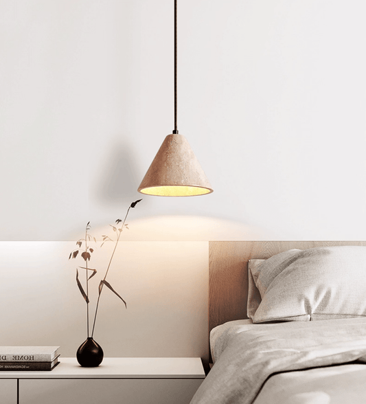 Solis Cone Travertine Pendant Lamp