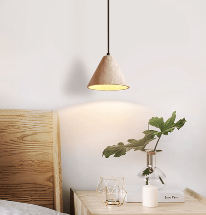 Solis Cone Travertine Pendant Lamp