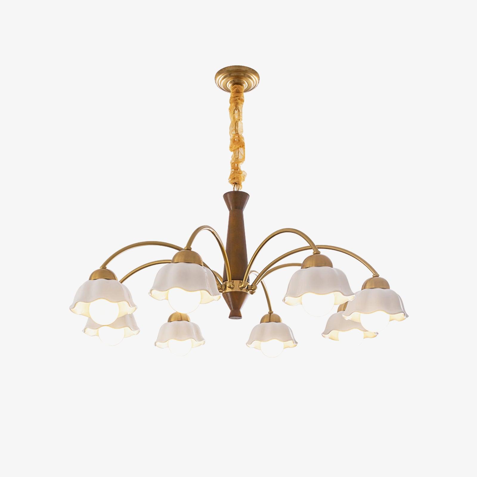 Swedish Modern Gold Chandelier