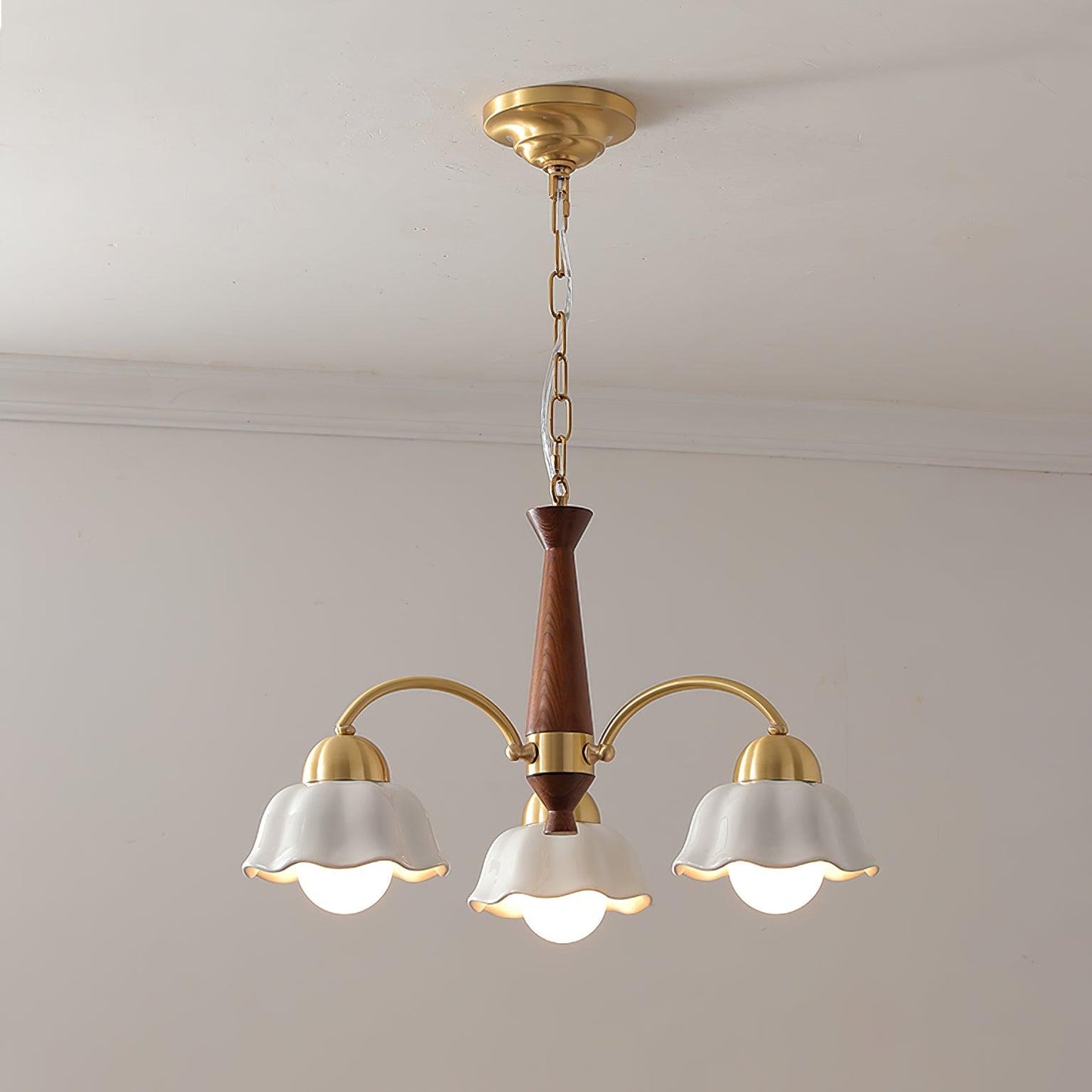Swedish Modern Gold Chandelier