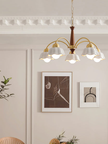 Swedish Modern Gold Chandelier