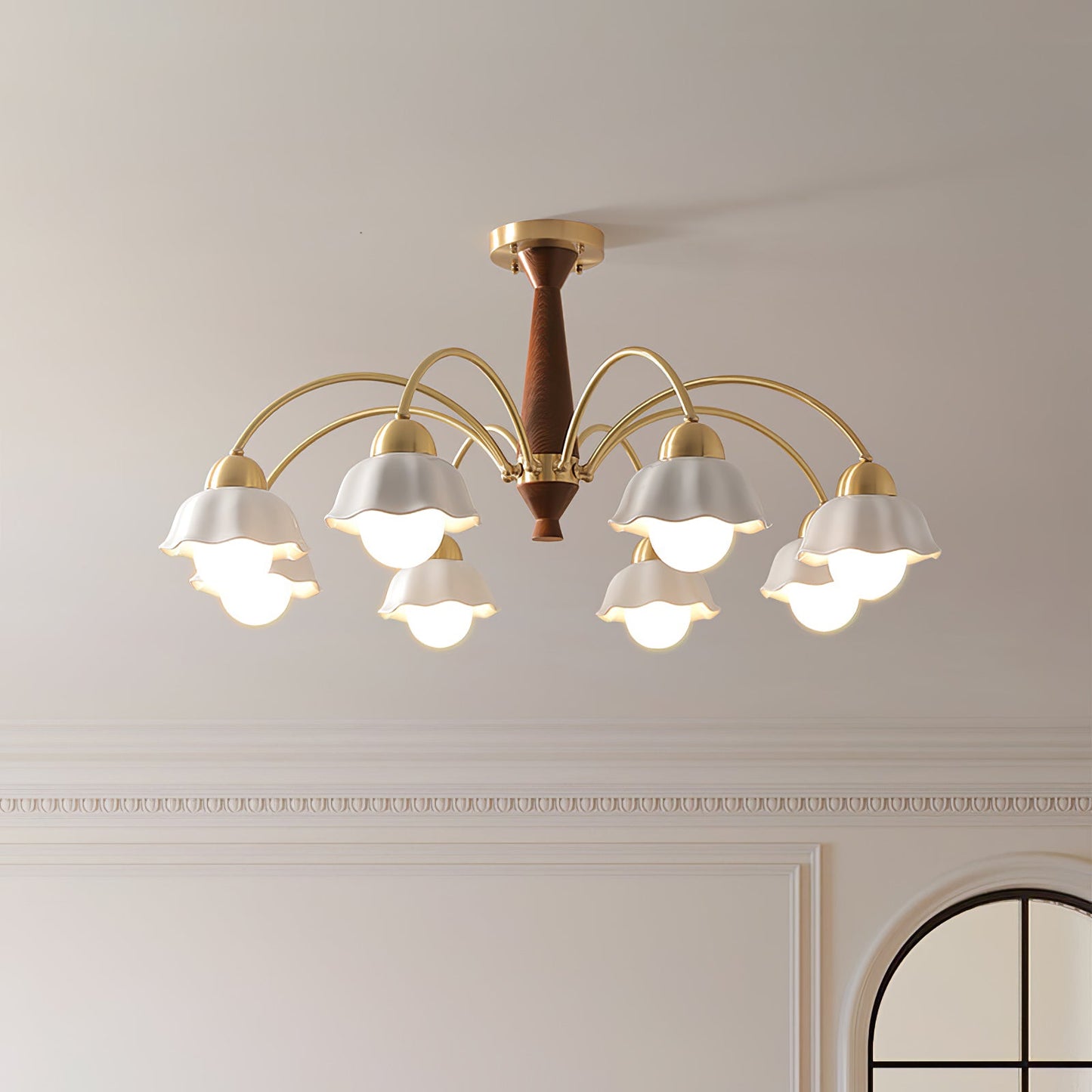 Swedish Modern Gold Chandelier