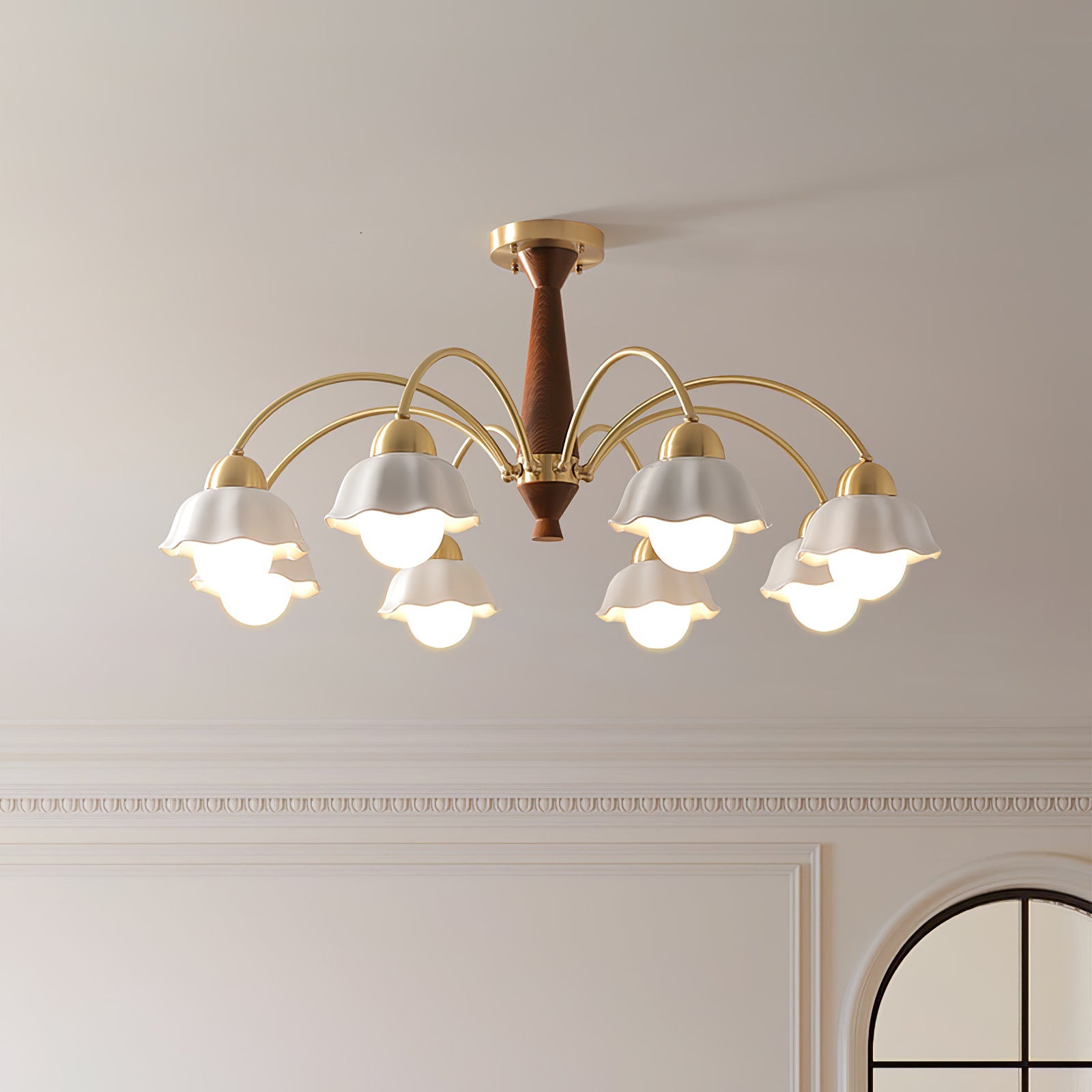 Swedish Modern Gold Chandelier