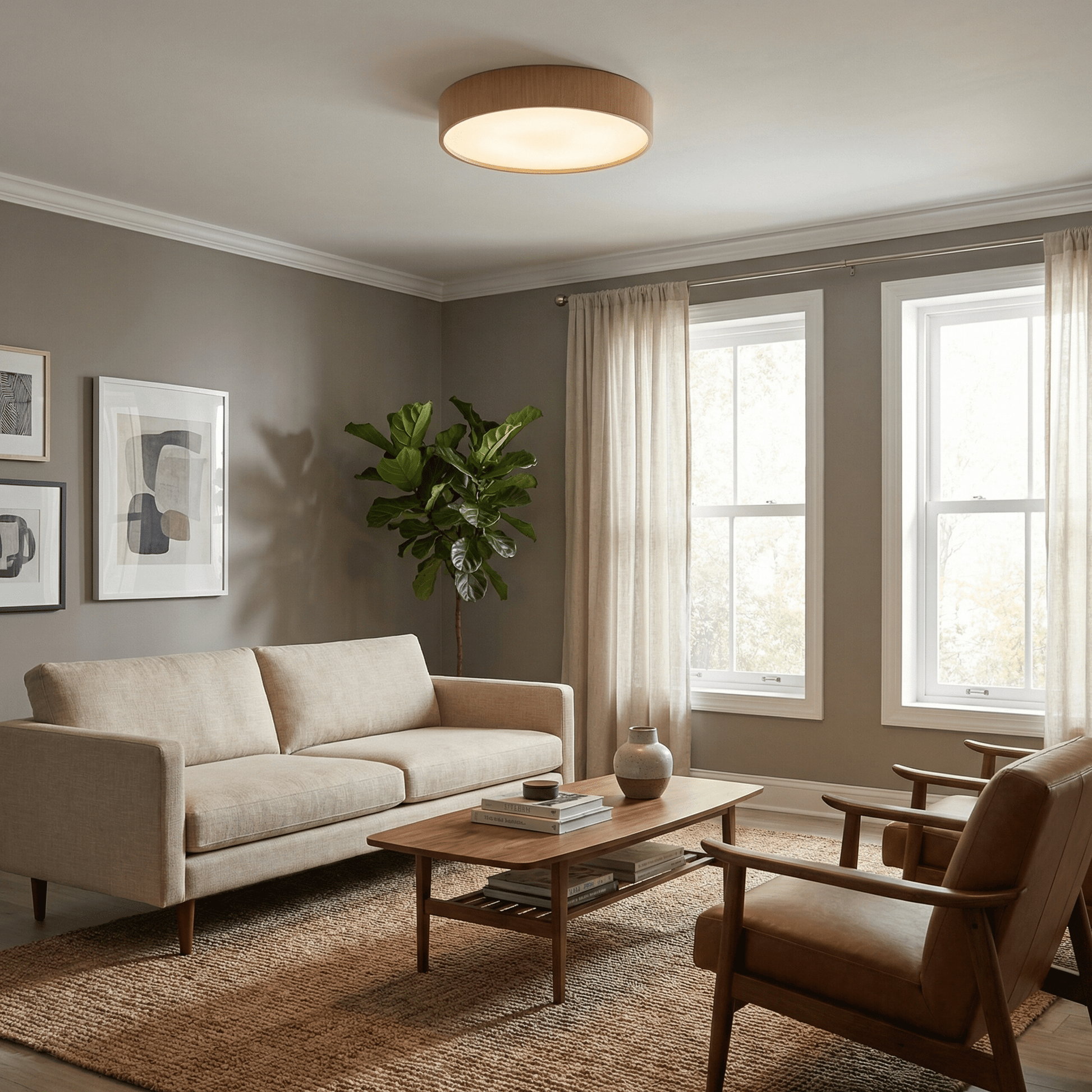 Sylva Minimalist Timber Ceiling Lamp