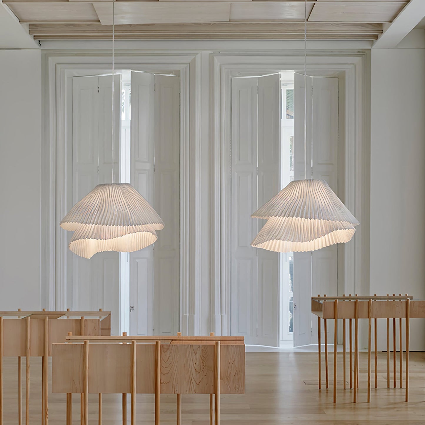Stainless Steel Pleated Pendant Lamp