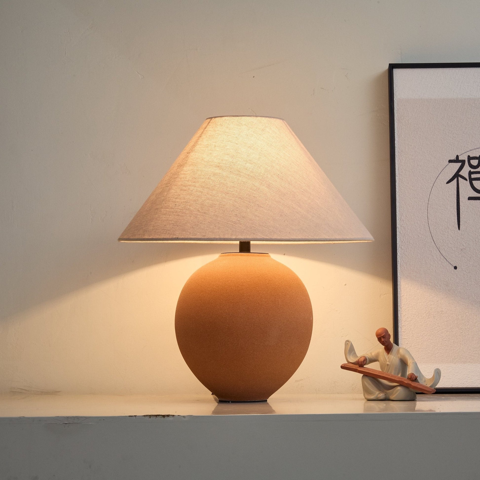 Terracotta Hued Ceramic Table Lamp