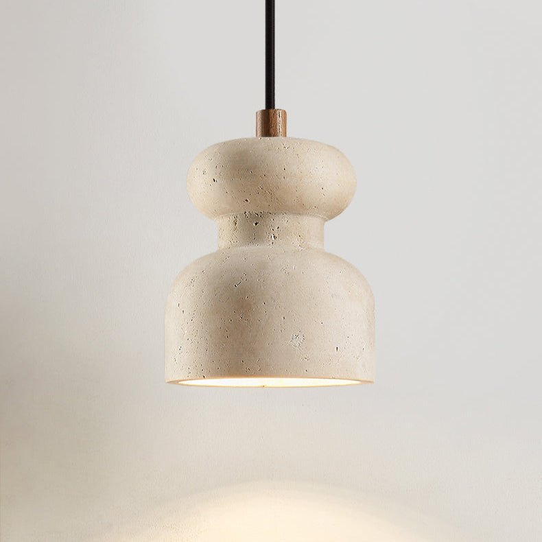 Textured Travertine Gourd Pendant Light
