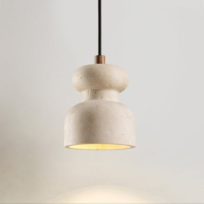 Textured Travertine Gourd Pendant Light