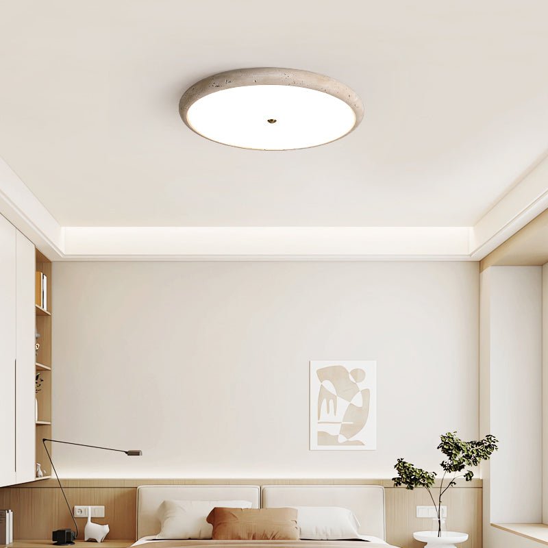 Textured Travertine Disk Ceiling Light