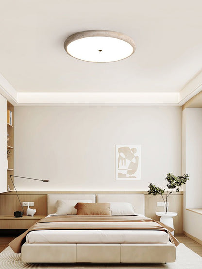Textured Travertine Disk Ceiling Light