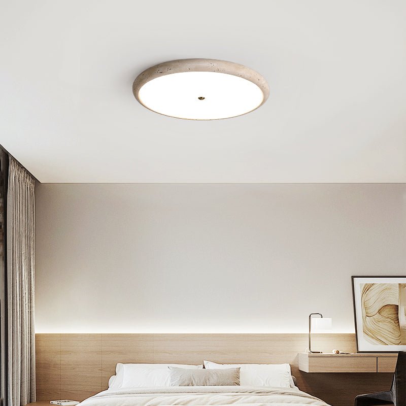 Textured Travertine Disk Ceiling Light