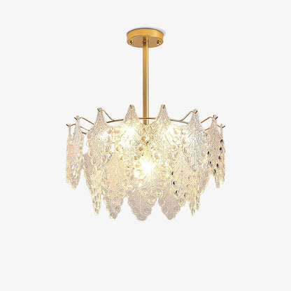 Tiered Carved Glass Chandelier