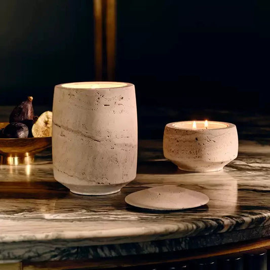 Travertine Candle Holder