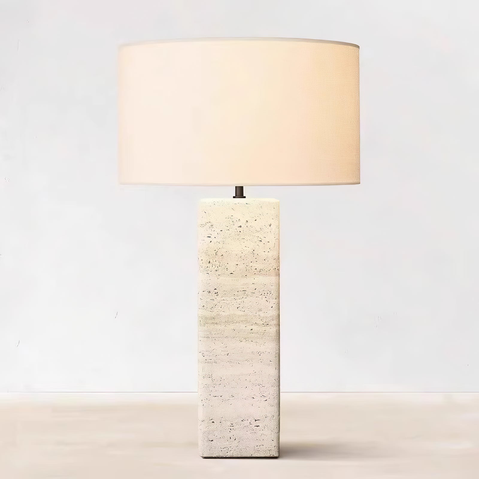 Travertine Column Table Lamp
