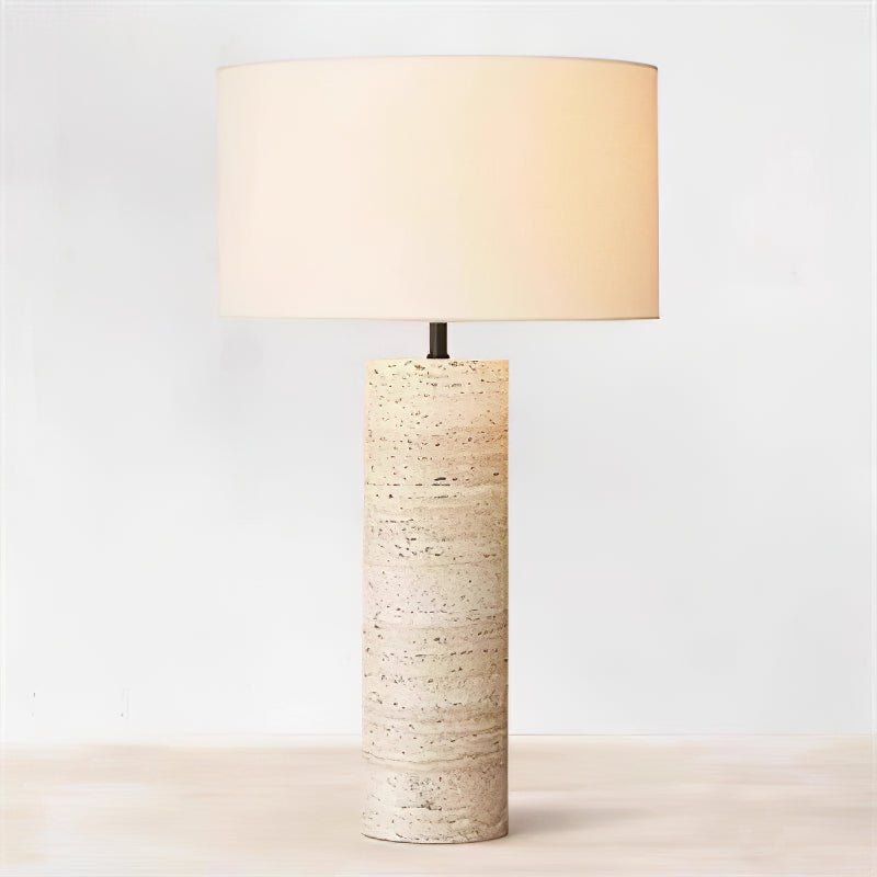 Travertine Column Table Lamp