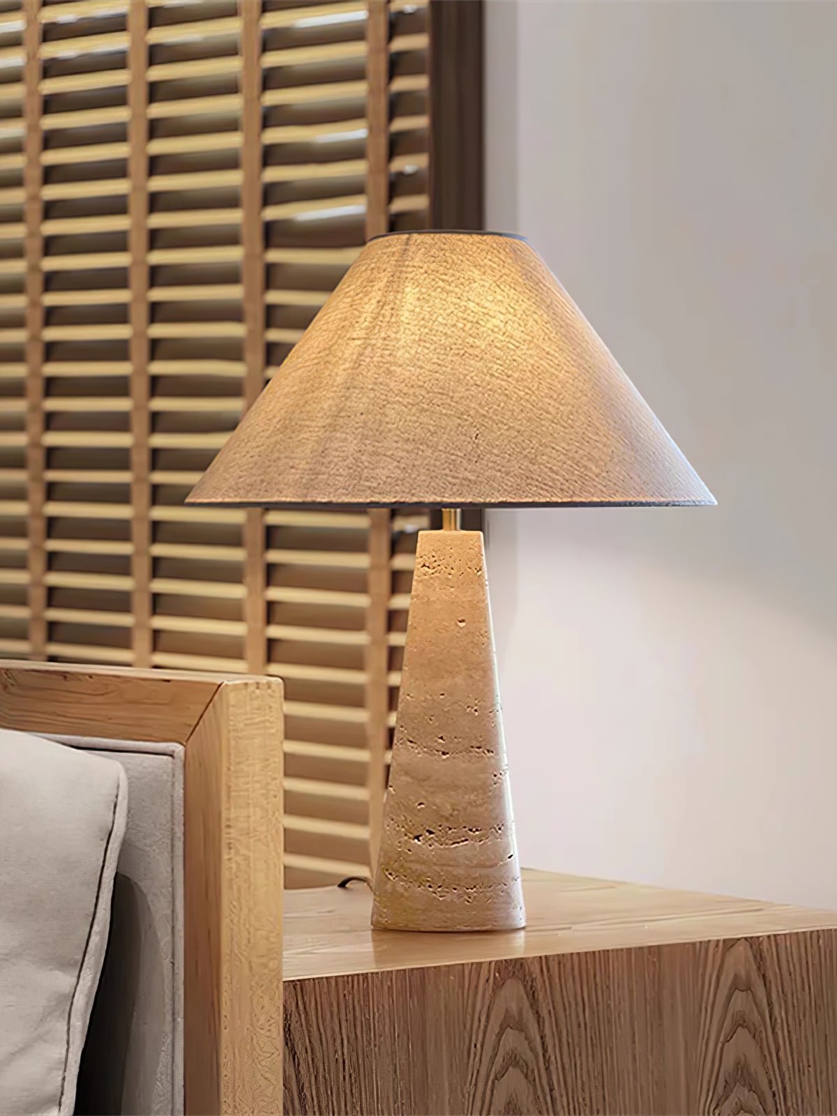 Travertine Column Table Lamp