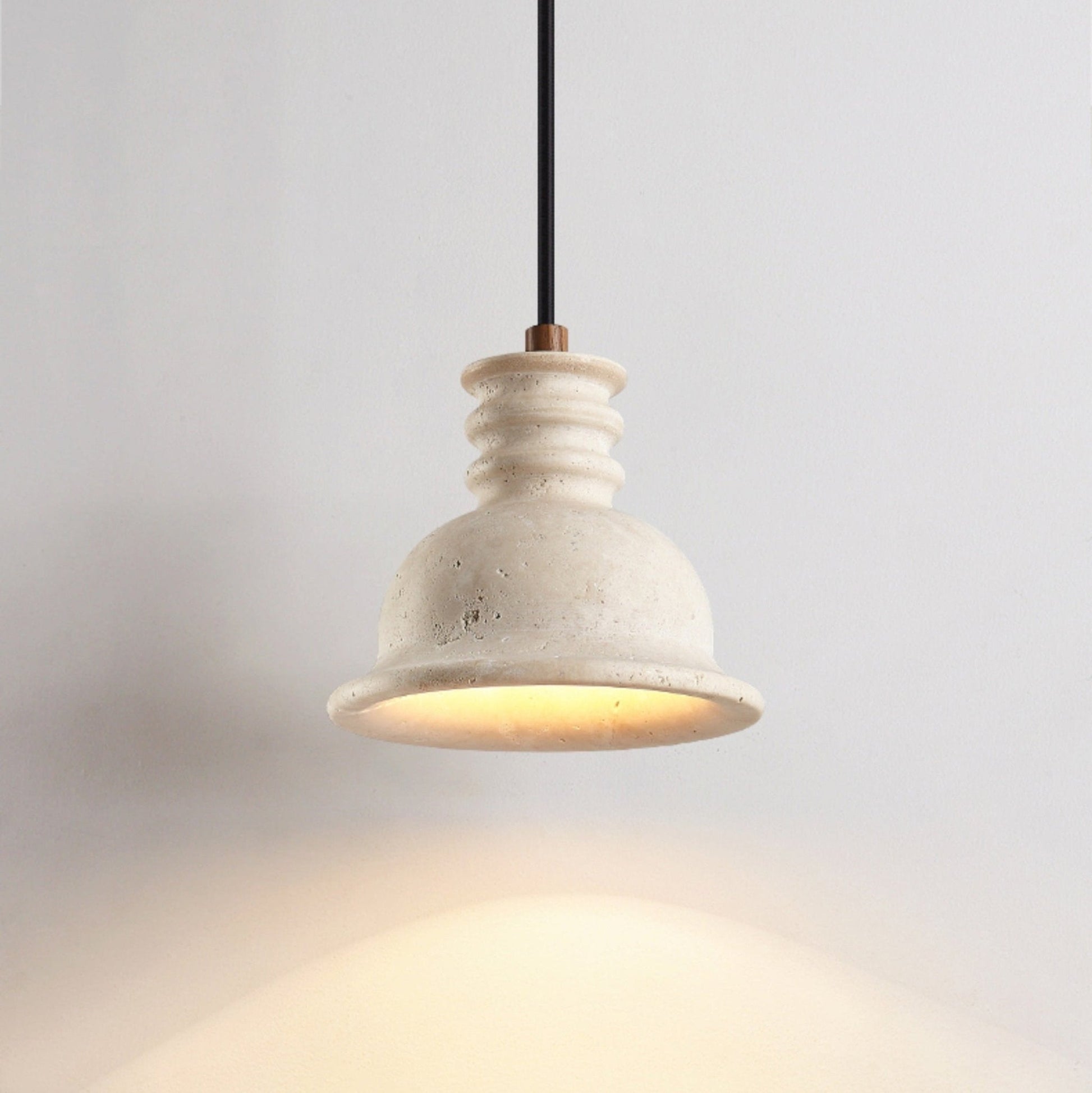 Travertine Ribbed Dome Pendant Light