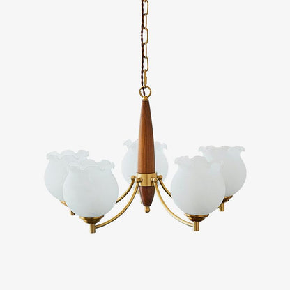 Tulips Glass Wood Chandelier