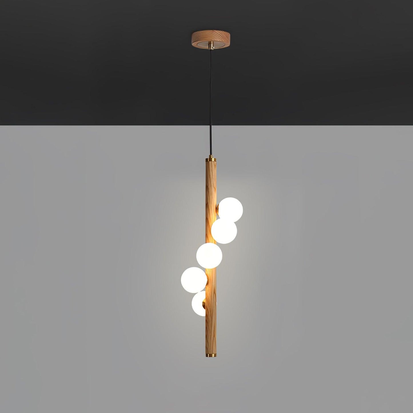 Vertical Orb Timber Pendant Lamp