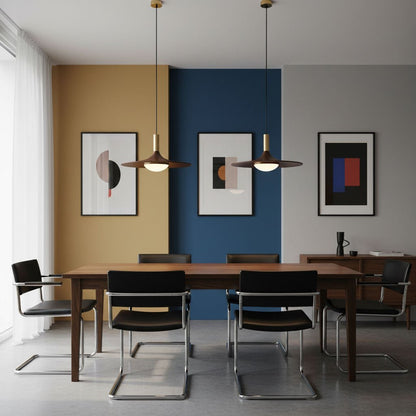 Walnut Wood Dish Pendant Light