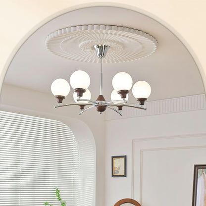 Walnut Glass Ball Chandelier