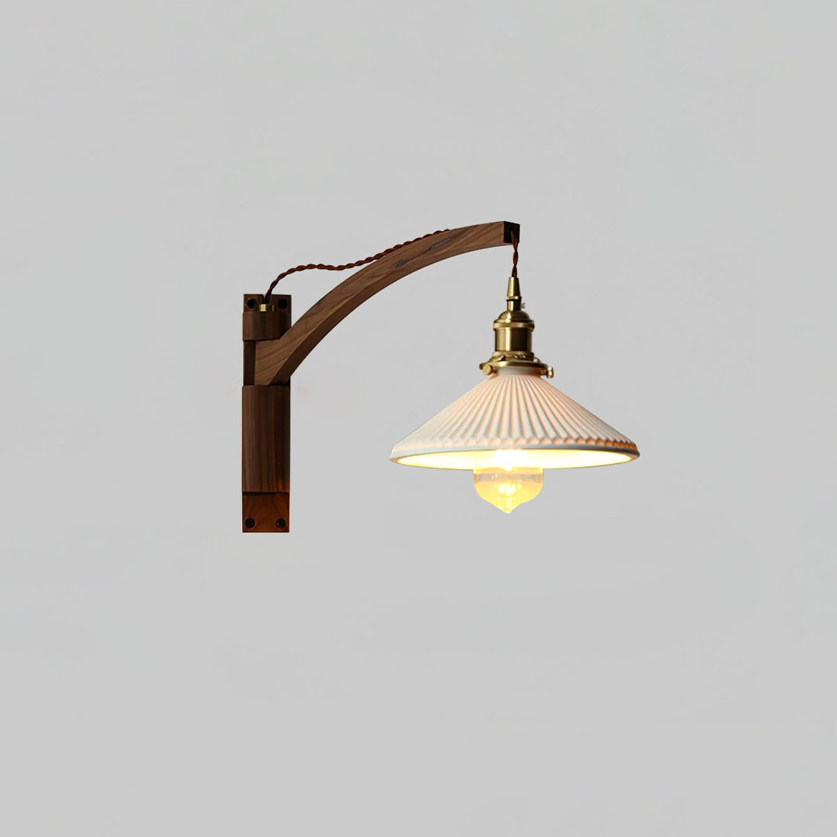 Swing Arm Walnut Wall Light