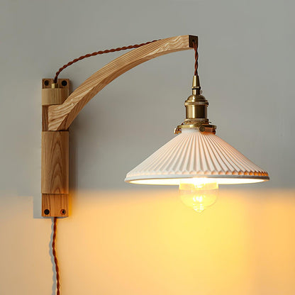 Swing Arm Walnut Wall Light