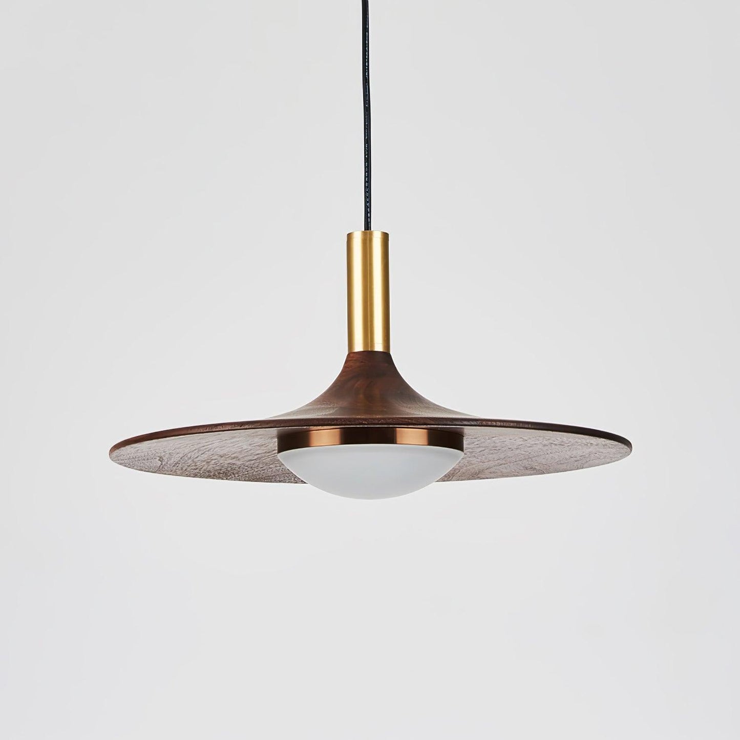 Walnut Wood Dish Pendant Light