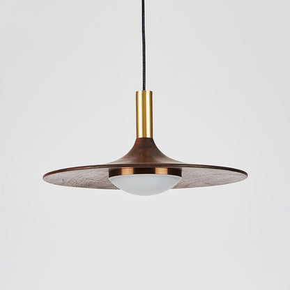 Walnut Wood Dish Pendant Light