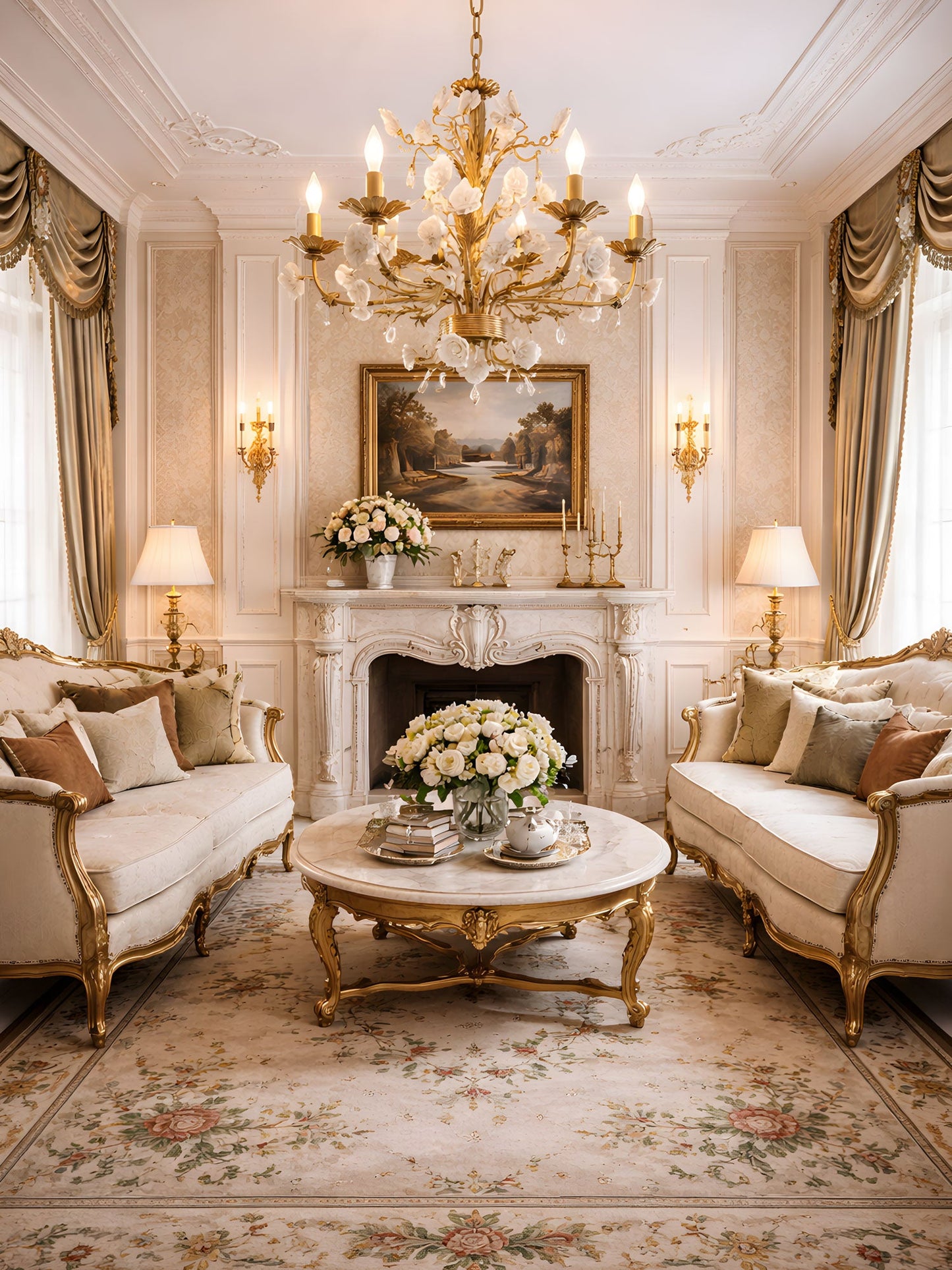 White Rose Crystal Chandelier