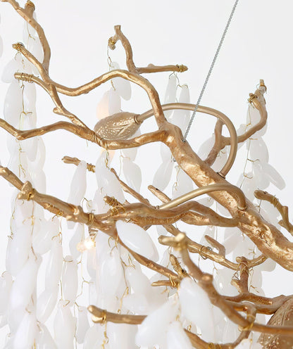 White Jade Branch Brass Chandelier
