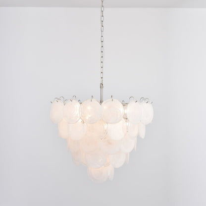 White Murano Disc Chandelier