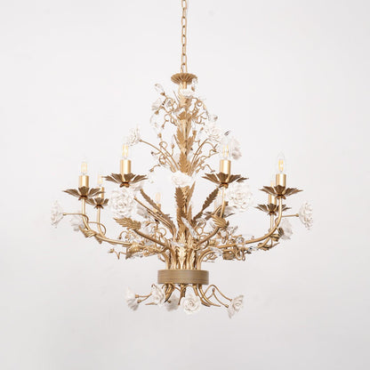 White Rose Crystal Chandelier