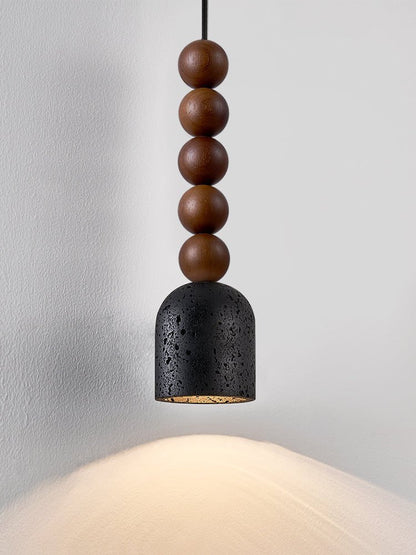 Wood Bead Travertine Pendant Light