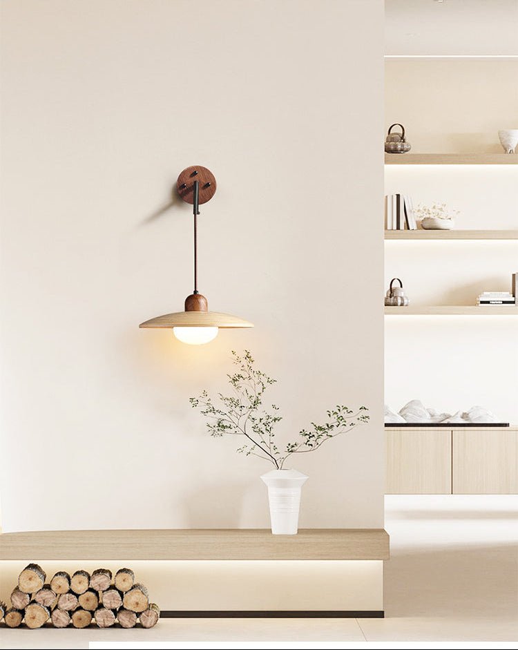 Wooden Saucer Wall Sconce