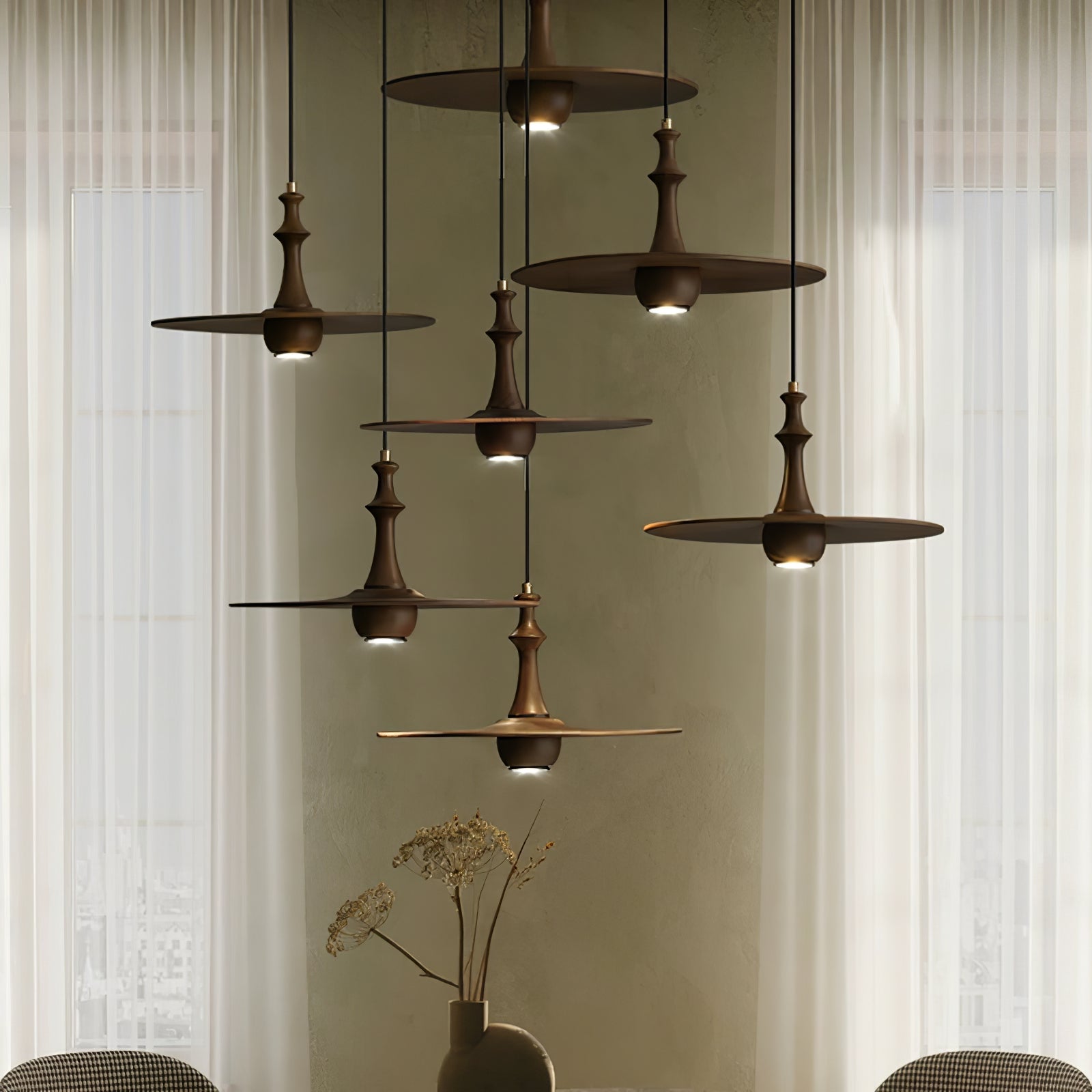 Wooden Spin Pendant Light