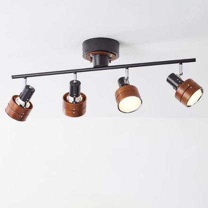 Wooden Adjustable Spot Ceiling Lamp