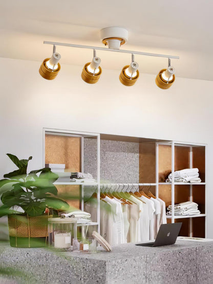 Wooden Adjustable Spot Ceiling Lamp