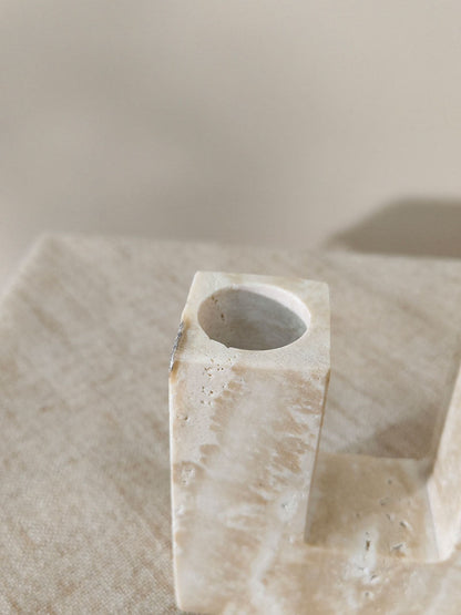 Yellow Travertine Candle Holder
